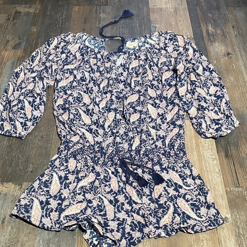 Ralph Lauren Blue and Cream Floral shorts romper